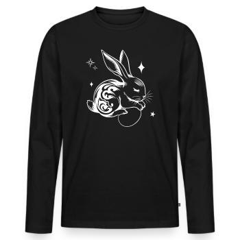 Sleeping Easter Bunny with Tribal and Eggs - Men's Premium Organic Long Sleeve Shirt - black - Front - Nico (187cm)
