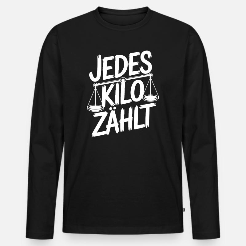 Jedes Kilo zaehlt - Männer Premium Bio Langarmshirt - Schwarz