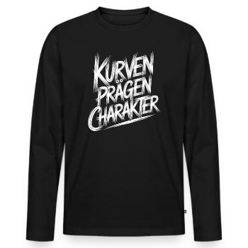 Courbes forme caractère - T-shirt manches longues Premium bio Homme - noir - Devant - Nico (187cm)