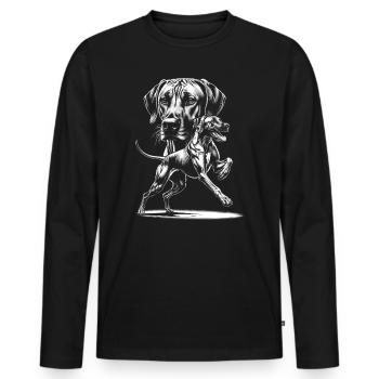 Fotorealistisches Rhodesian Ridgeback Porträt - Männer Premium Bio Langarmshirt - Schwarz - Vorne - Nico (187cm)