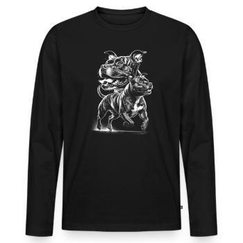 Realistic Staffordshire Bull Terrier Portrait - Men's Premium Organic Long Sleeve Shirt - black - Front - Nico (187cm)