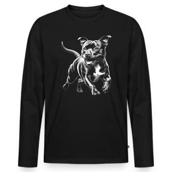 Mignon Staffordshire Bull Terrier Photoréaliste - T-shirt manches longues Premium bio Homme - noir - Devant - Nico (187cm)