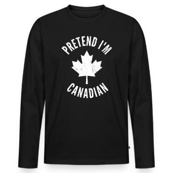 Tu so, als wäre ich Canadian Maple Leaf - Männer Premium Bio Langarmshirt - Schwarz - Vorne - Nico (187cm)
