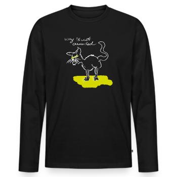 Kitty 2 - Männer Premium Bio Langarmshirt - Schwarz - Vorne - Nico (187cm)