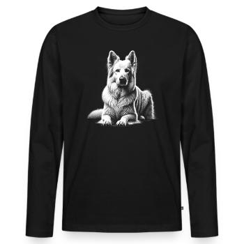 Schweizer Schäferhund in liegender Pose - Männer Premium Bio Langarmshirt - Schwarz - Vorne - Nico (187cm)