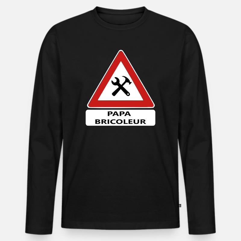 Handwerker Papa - Männer Premium Bio Langarmshirt - Schwarz
