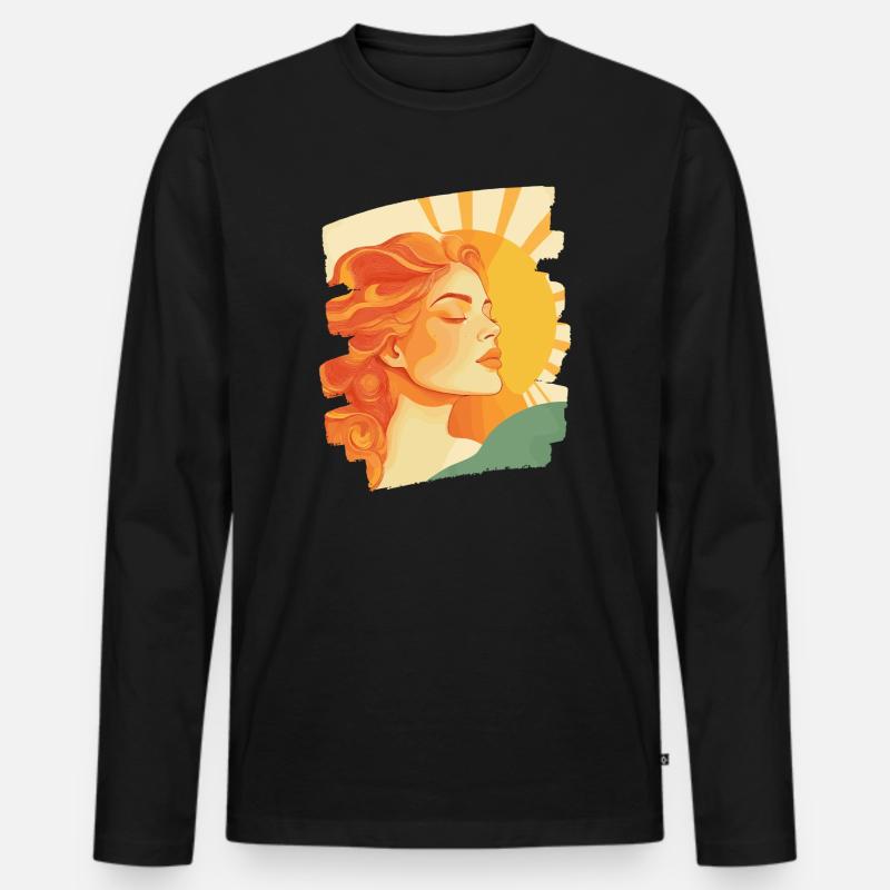 Sommer Sonne Retro - Männer Premium Bio Langarmshirt - Schwarz