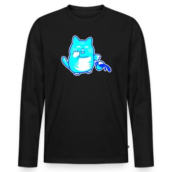 Chat farceur - T-shirt manches longues Premium bio Homme - noir - Devant - Nico (187cm)