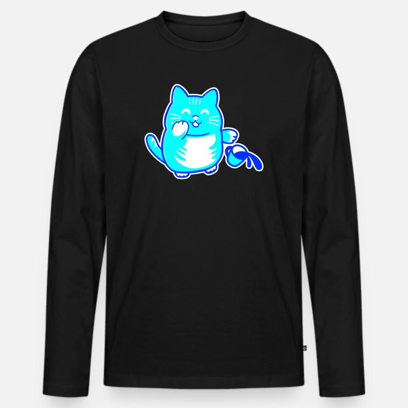 Witzbold-Katze - Männer Premium Bio Langarmshirt - Schwarz