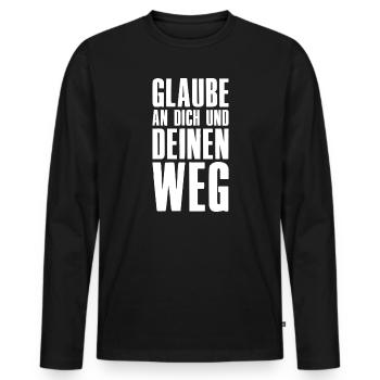 Believe in yourself and your path - Entrepreneur - Men's Premium Organic Long Sleeve Shirt - black - Front - Nico (187cm)