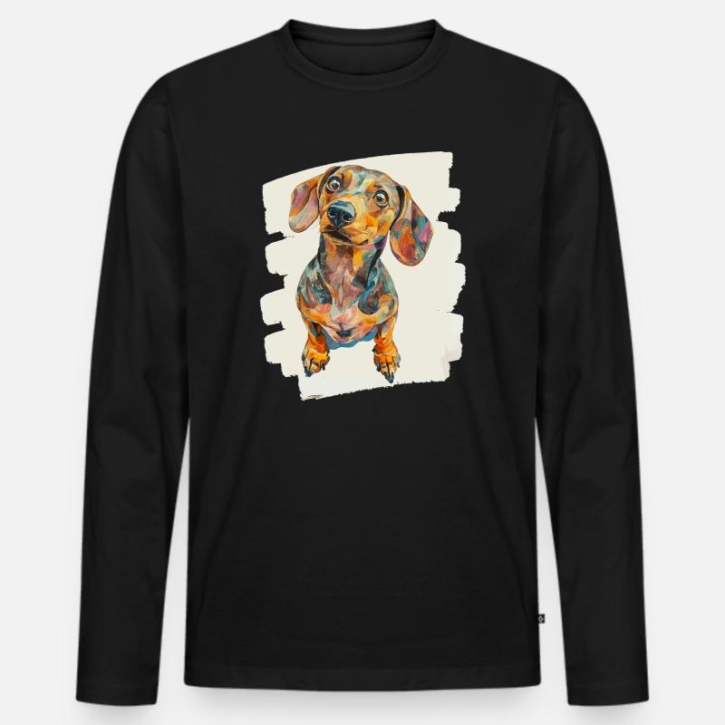 Dackel - Männer Premium Bio Langarmshirt - Schwarz