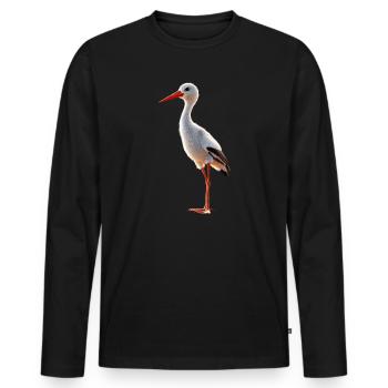 Amoureux des cigognes Cigognes blanches Cigognes géantes Cigognes - T-shirt manches longues Premium bio Homme - noir - Devant - Nico (187cm)