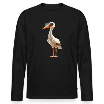 Amoureux des cigognes Cigognes blanches Cigognes géantes Cigognes - T-shirt manches longues Premium bio Homme - noir - Devant - Nico (187cm)