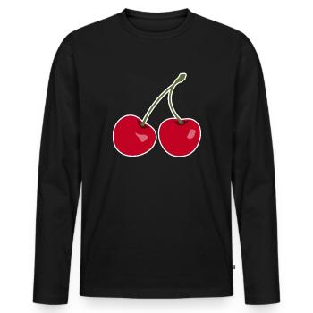 Cherry, Red cherries - Men's Premium Organic Long Sleeve Shirt - black - Front - Nico (187cm)