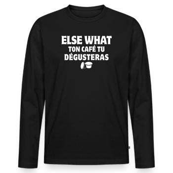 café, grain de café, pause café - T-shirt manches longues Premium bio Homme - noir - Devant - Nico (187cm)