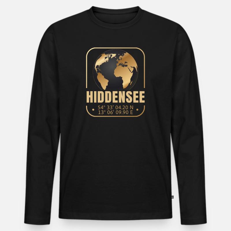 Hiddensee - Männer Premium Bio Langarmshirt - Schwarz