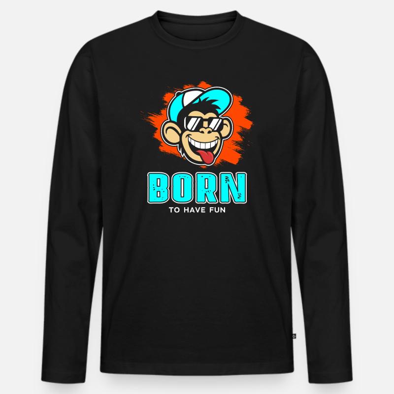 Born - Männer Premium Bio Langarmshirt - Schwarz