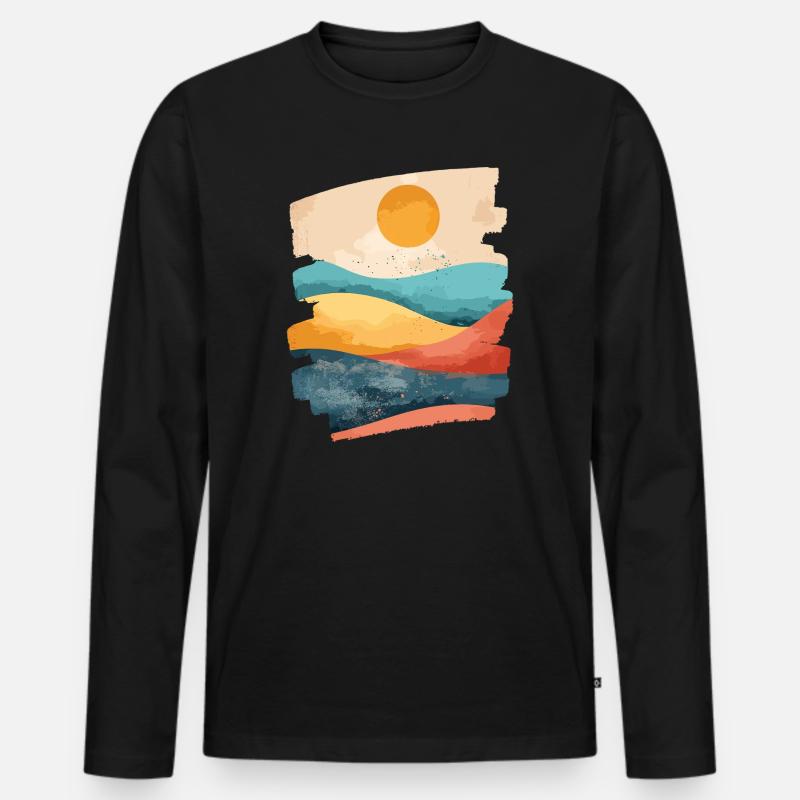 Sommer Sonne - Männer Premium Bio Langarmshirt - Schwarz
