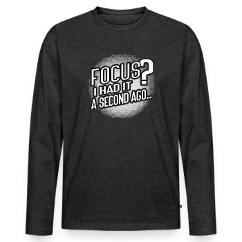 Foyer? Disparu en 3...2...Oups. - T-shirt manches longues Premium bio Homme - anthracite chiné - Devant - Nico (187cm)