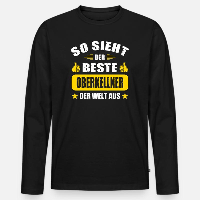 Kellner Geschenke Abschied Gastronomie - Männer Premium Bio Langarmshirt - Schwarz