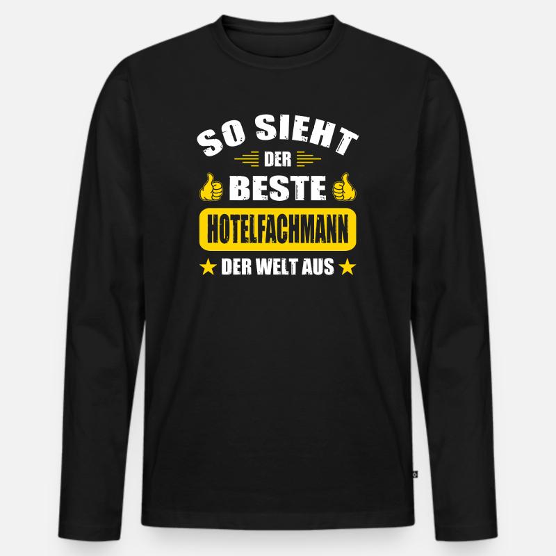 Hotelfachmann Abschluss Geschenke Abschied - Männer Premium Bio Langarmshirt - Schwarz