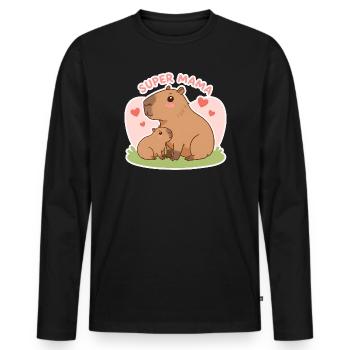 Super mama Capybara - Men's Premium Organic Long Sleeve Shirt - black - Front - Nico (187cm)