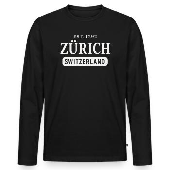 Zurich Switzerland - Männer Premium Bio Langarmshirt - Schwarz - Vorne - Nico (187cm)