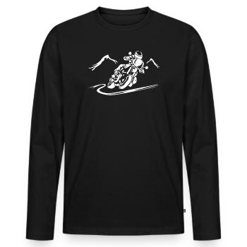 Rasende Motorrad Silhouette - Männer Premium Bio Langarmshirt - Schwarz - Vorne - Nico (187cm)