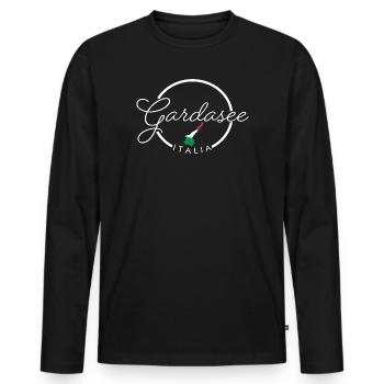 Gardasee, Lago di Garda - Männer Premium Bio Langarmshirt - Schwarz - Vorne - Nico (187cm)