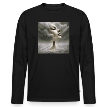 Rencontre silencieuse dans la tempête des pensées - T-shirt manches longues Premium bio Homme - noir - Devant - Nico (187cm)