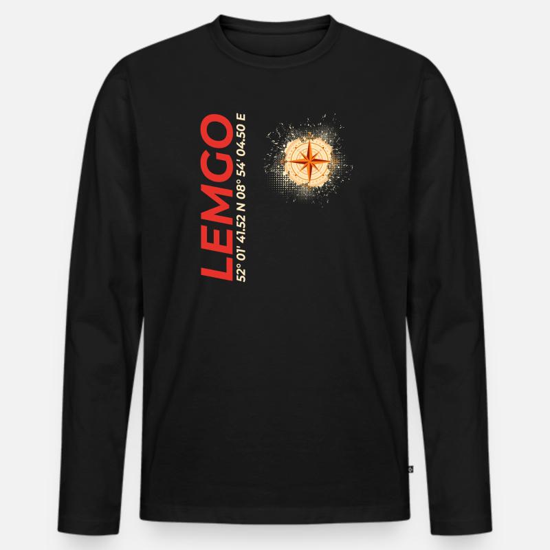 Lemgo - Männer Premium Bio Langarmshirt - Schwarz