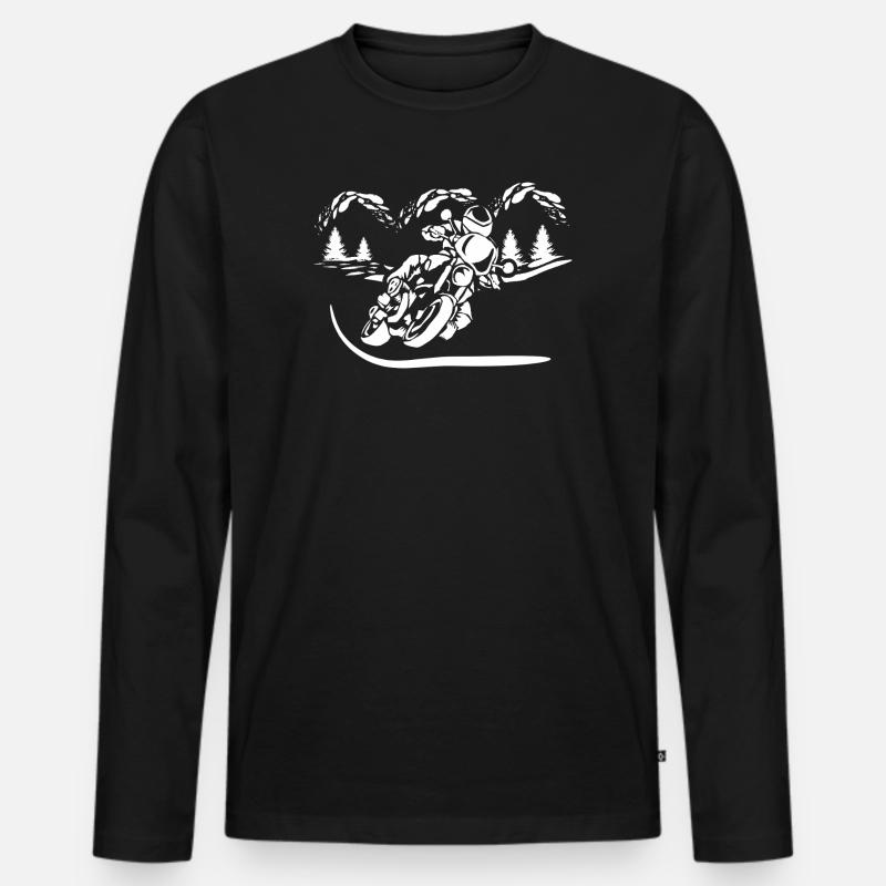Silhouette de Moto Forêt T-shirt manches longues Premium bio Homme