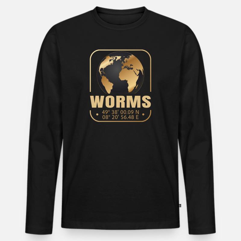 Worms - Männer Premium Bio Langarmshirt - Schwarz