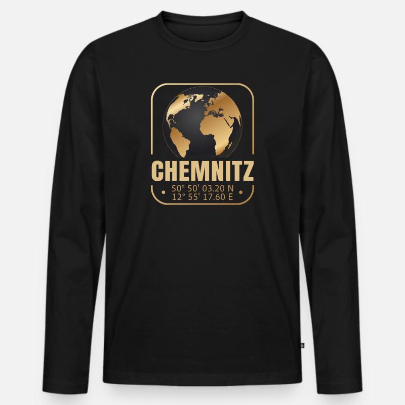 Chemnitz - Männer Premium Bio Langarmshirt - Schwarz