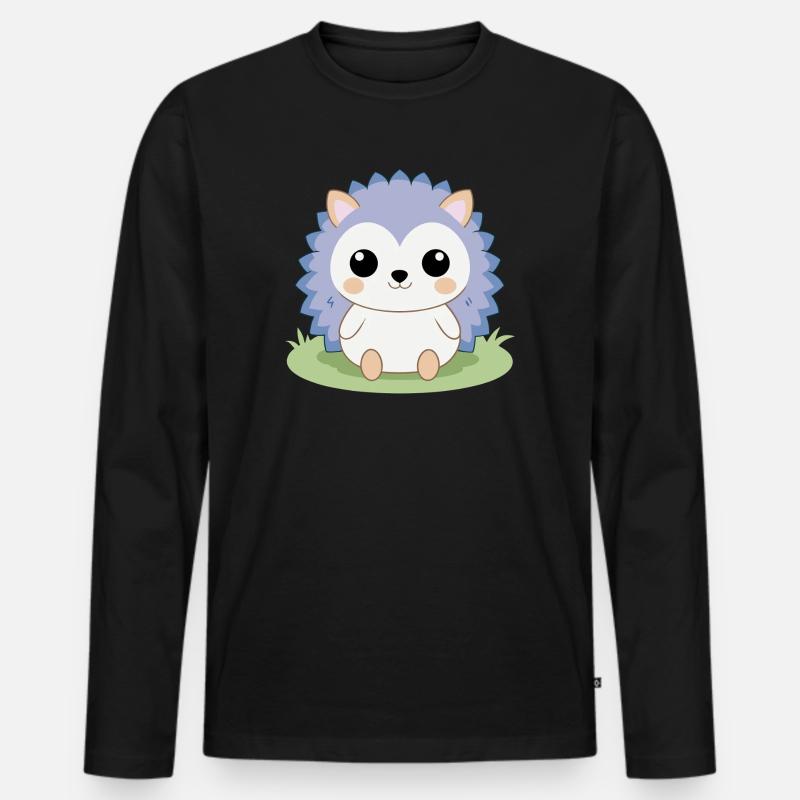Igelbaby sitzt im Garten - Männer Premium Bio Langarmshirt - Schwarz