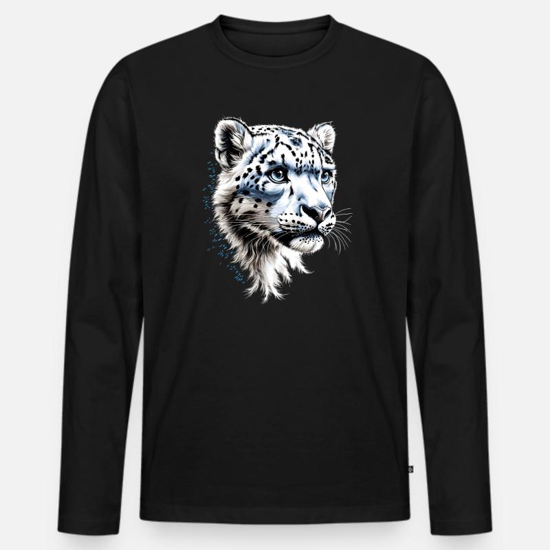 Schneeleopard Panther Raubkatze Großkatze Leopard - Männer Premium Bio Langarmshirt - Schwarz