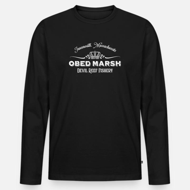 OBED MARSH Fischerei-Logo - Innsmouth - Männer Premium Bio Langarmshirt - Schwarz