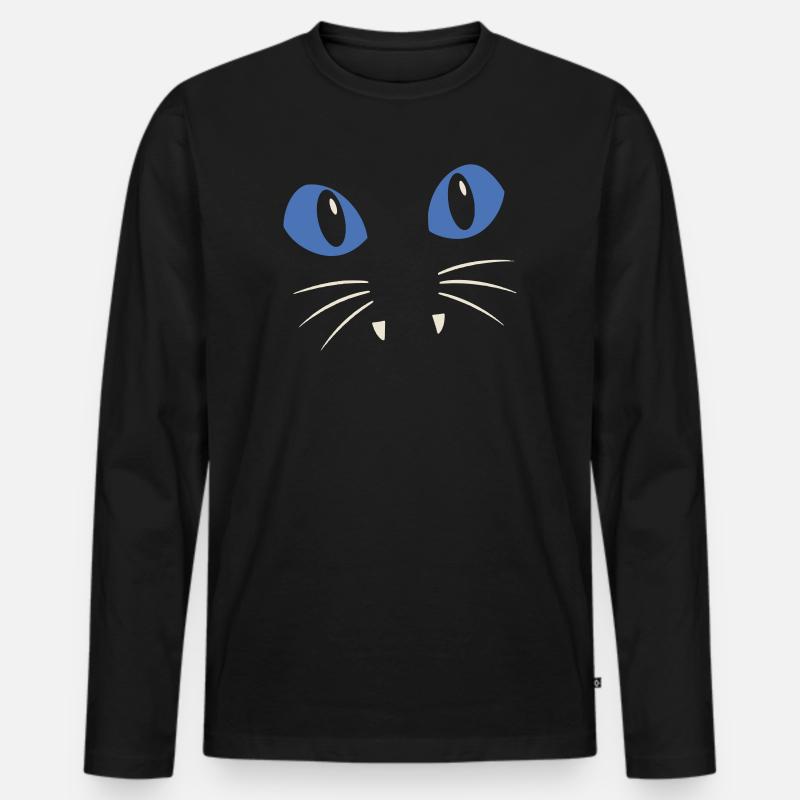 Blauäugige Katze - Männer Premium Bio Langarmshirt - Schwarz