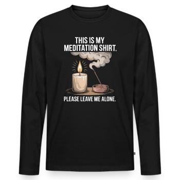 Funny Meditation Introvert Mindfulness Design - T-shirt manches longues Premium bio Homme - noir - Devant - Nico (187cm)
