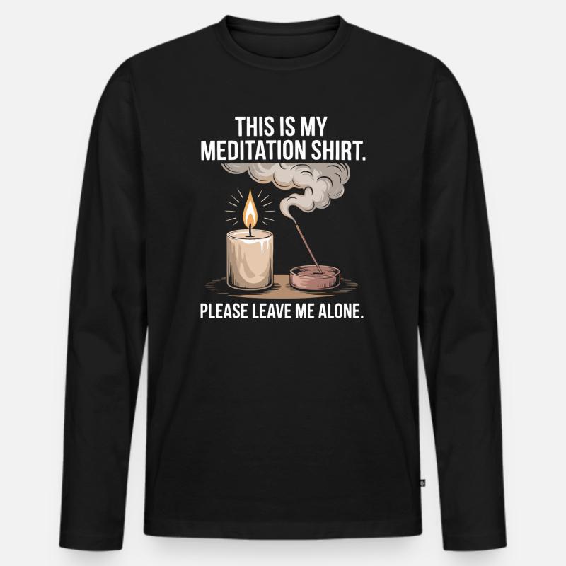 Funny Meditation Introvert Mindfulness Design - Männer Premium Bio Langarmshirt - Schwarz