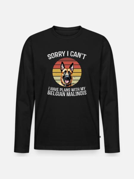 Humorous Belgian Malinois Dog Tee - Men's Premium Organic Long Sleeve Shirt - black