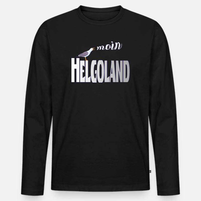 Helgoland Möwe & Moin Design - Männer Premium Bio Langarmshirt - Schwarz