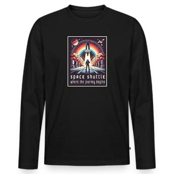 Space Shuttle - Die Reise beginnt - Männer Premium Bio Langarmshirt - Schwarz - Vorne - Nico (187cm)