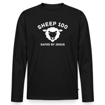 BREBIS 100 SAUVÉES PAR JÉSUS - T-shirt manches longues Premium bio Homme - noir - Devant - Nico (187cm)