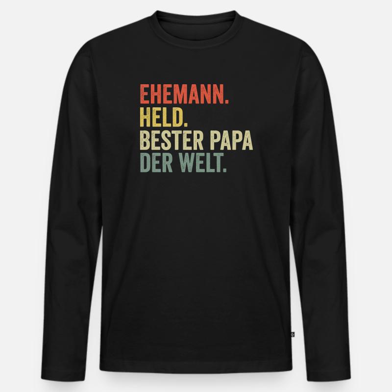 Bester Papa der Welt - Männer Premium Bio Langarmshirt - Schwarz
