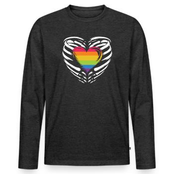 LGBTQ Pride Monat - Regenbogenherz - Männer Premium Bio Langarmshirt - Anthrazit meliert - Vorne - Nico (187cm)