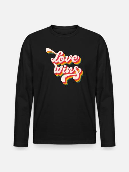 LGBTQ Pride Month - Love Wins - Men's Premium Organic Long Sleeve Shirt - black