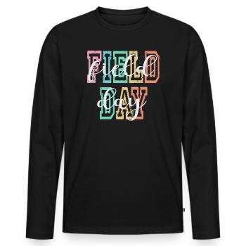 Colorful Field Day Lettering Graphic Design - T-shirt manches longues Premium bio Homme - noir - Devant - Nico (187cm)