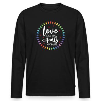 LGBTQ Pride Month - Love is All About Hearts - Men's Premium Organic Long Sleeve Shirt - black - Front - Nico (187cm)