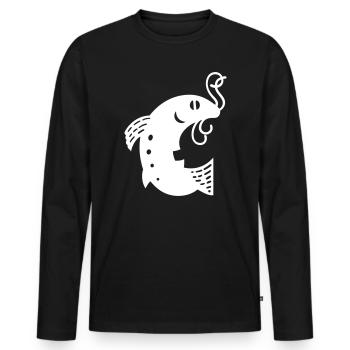 Fish on the hook white Vectorgraphic - Männer Premium Bio Langarmshirt - Schwarz - Vorne - Nico (187cm)